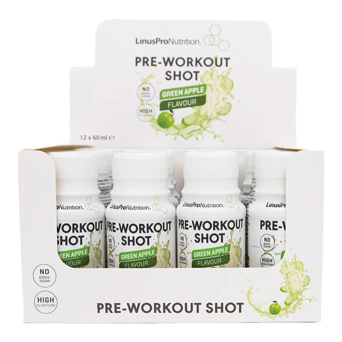 Linuspro PWO Shot - Pre Workout Green Apple (12x60ml)