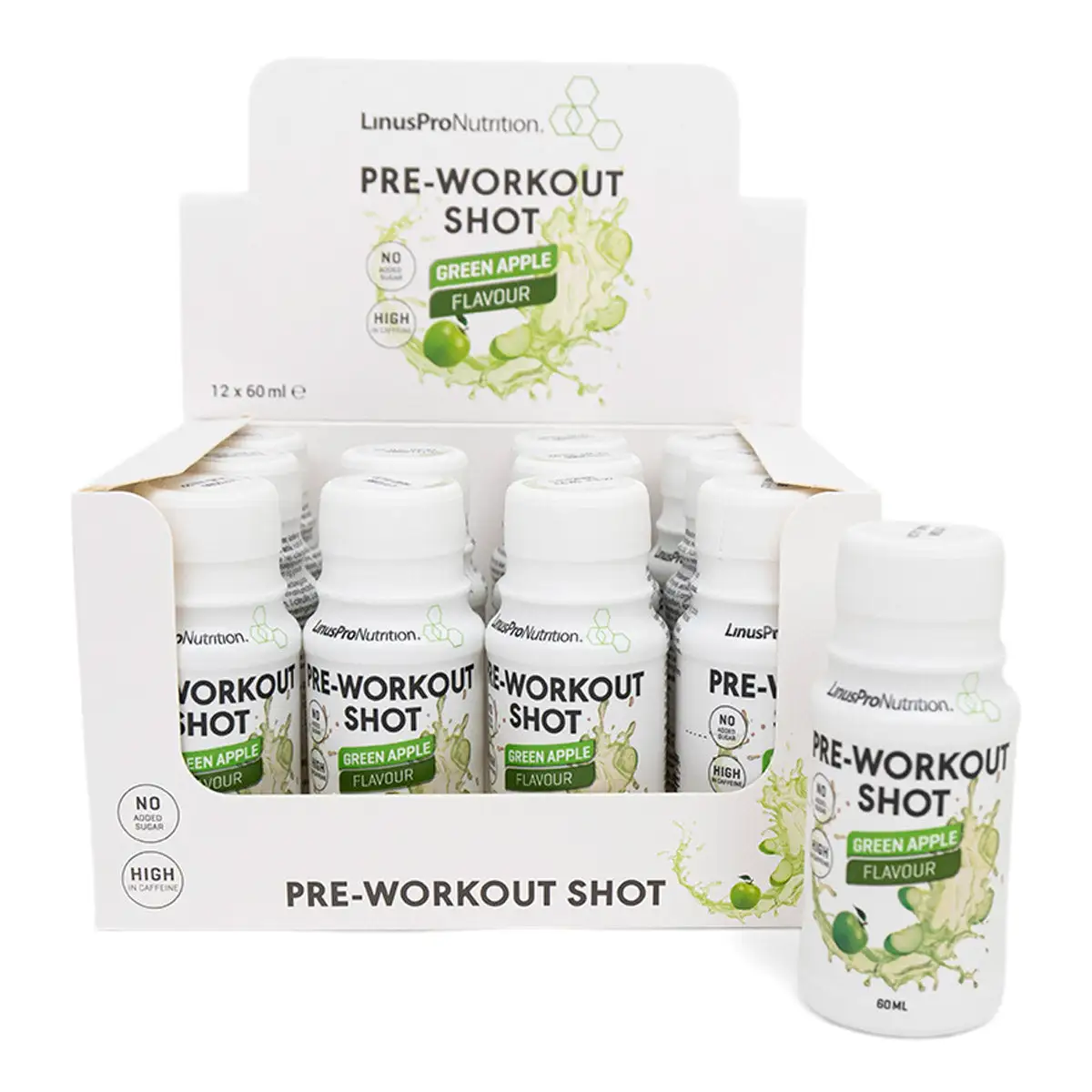 Linuspro PWO Shot - Pre Workout Green Apple (12x60ml) - Billede 2