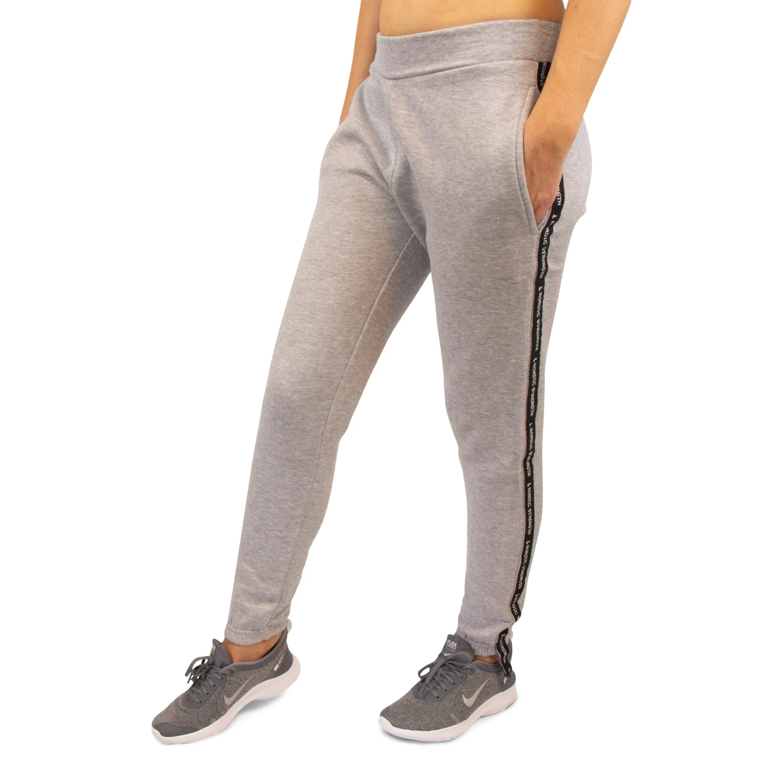 Billig-fitness.dk Sweatpants Deluxe - Grå Med Sort Stribe - Billede 4